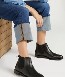 Jones Bootmaker Black Khloe Goodyear Welted Leather Ladies Chelsea Boots