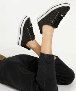 Jones Bootmaker Ladies Black Arielle Leather Trainers