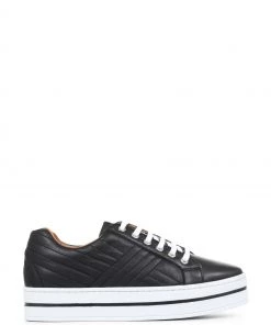 Jones Bootmaker Black Amira Leather Platform Trainers