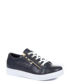 Jones Bootmaker Blue Padova Ladies Leather Lace-Up Trainers -Jones Bootmaker Sales unnamed file 2752 scaled