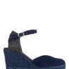 Jones Bootmaker Ladies Blue Arabella Leather Wedge Sandals