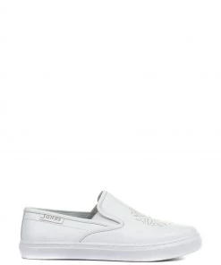 Jones Bootmaker White Aoife Ladies Leather Slip-On Trainers