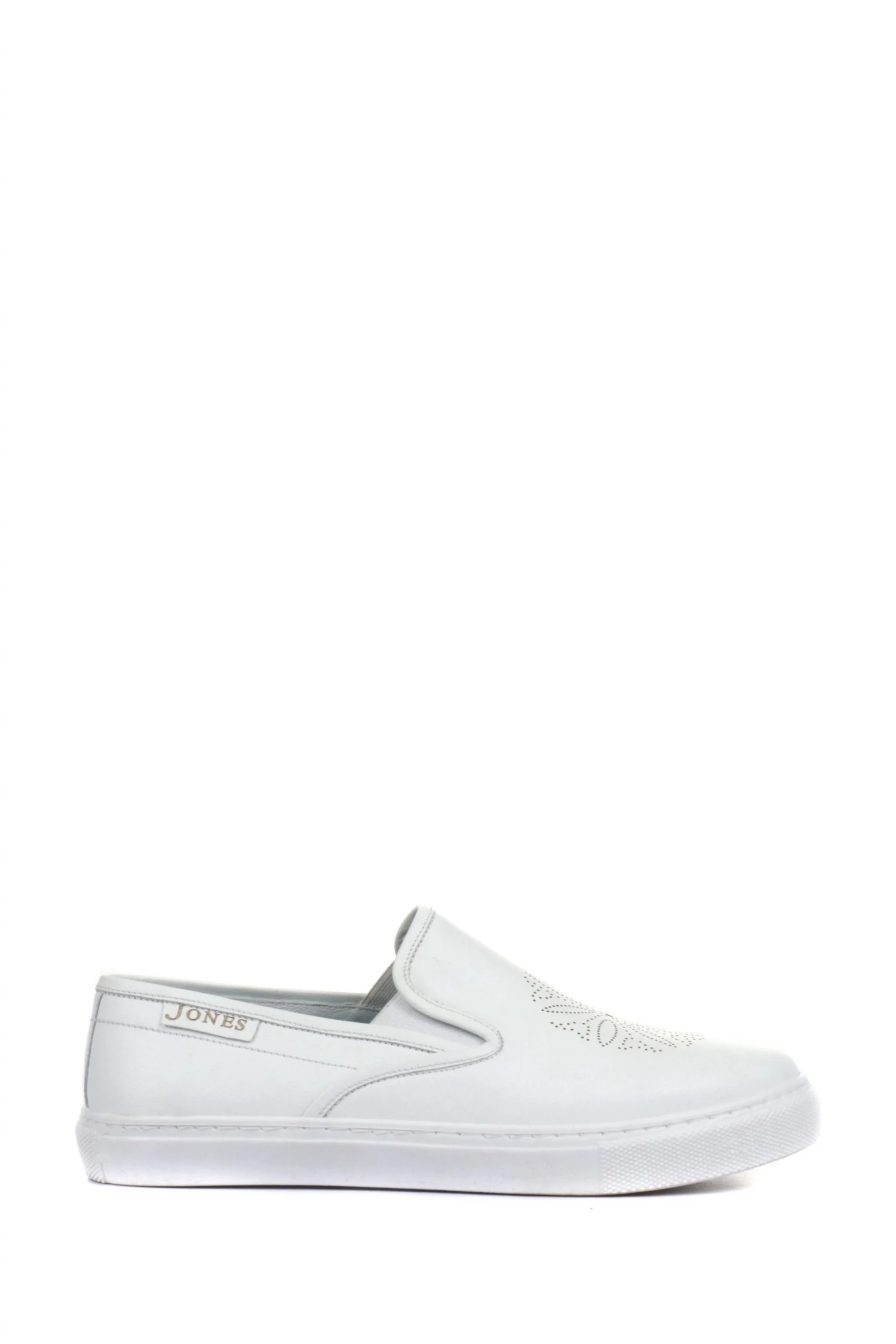 Jones Bootmaker White Aoife Ladies Leather Slip-On Trainers 1 Jones Bootmaker White Aoife Ladies Leather Slip-On Trainers