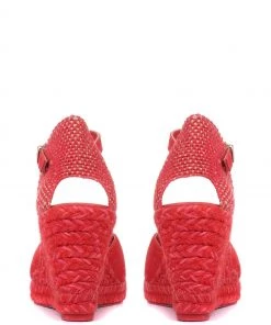 Jones Bootmaker Ladies Red Arabella Leather Wedge Sandals -Jones Bootmaker Sales unnamed file 2785 scaled