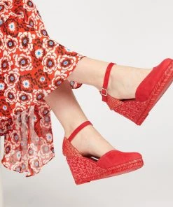 Jones Bootmaker Ladies Red Arabella Leather Wedge Sandals -Jones Bootmaker Sales unnamed file 2788 scaled