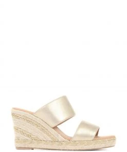 Jones Bootmaker Gold Amabelle Wedge Mule Sandals