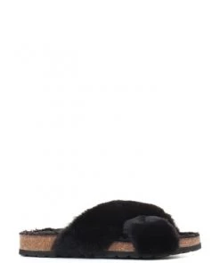 Jones Bootmaker Black Totto Faux-Fur Slider Slippers -Jones Bootmaker Sales unnamed file 2852