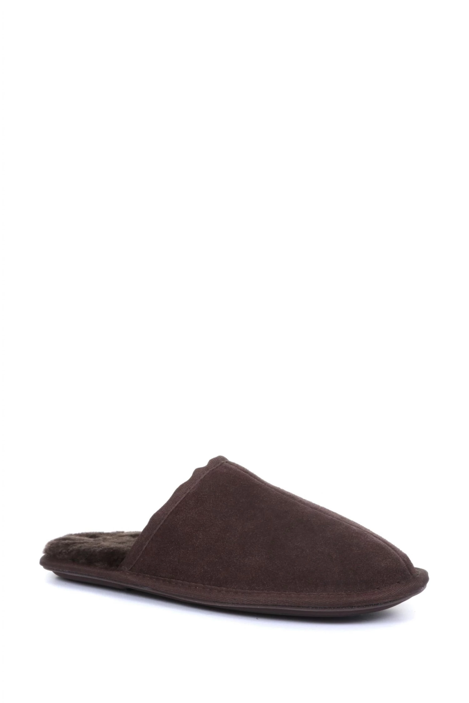 Jones Bootmaker Brown Men's Sheepskin Lined Mule Slippers 2 Jones Bootmaker Brown Men's Sheepskin Lined Mule Slippers - Image 2