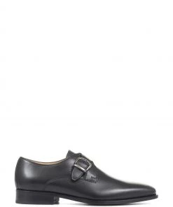 Jones Bootmaker Black Justin Men's Leather Single Strap Monk Shoes