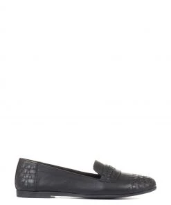 Jones Bootmaker Black Mariah Ladies Woven Leather Loafers