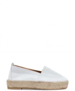 Jones Bootmaker White Adalyn Ladies Leather Espadrilles