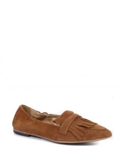 Jones Bootmaker Ladies Tan Brown Wren Suede Leather Fringe Loafers
