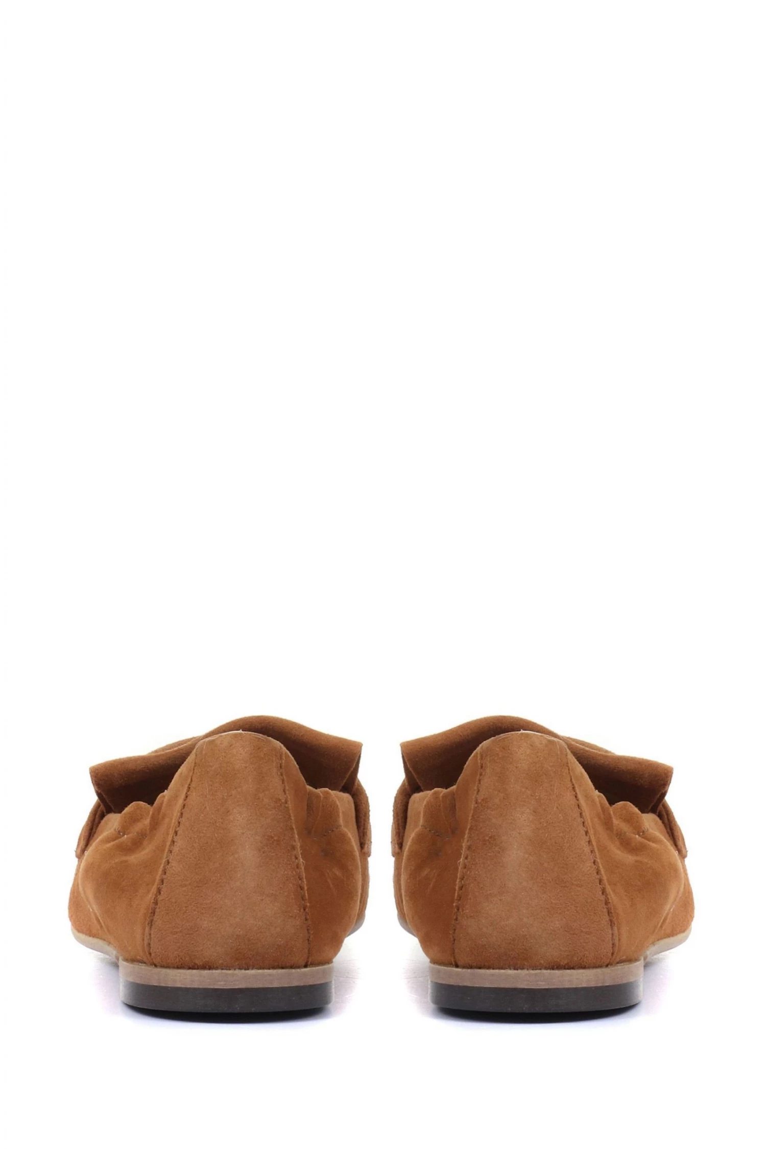 Jones Bootmaker Ladies Tan Brown Wren Suede Leather Fringe Loafers 2 Jones Bootmaker Ladies Tan Brown Wren Suede Leather Fringe Loafers - Image 2