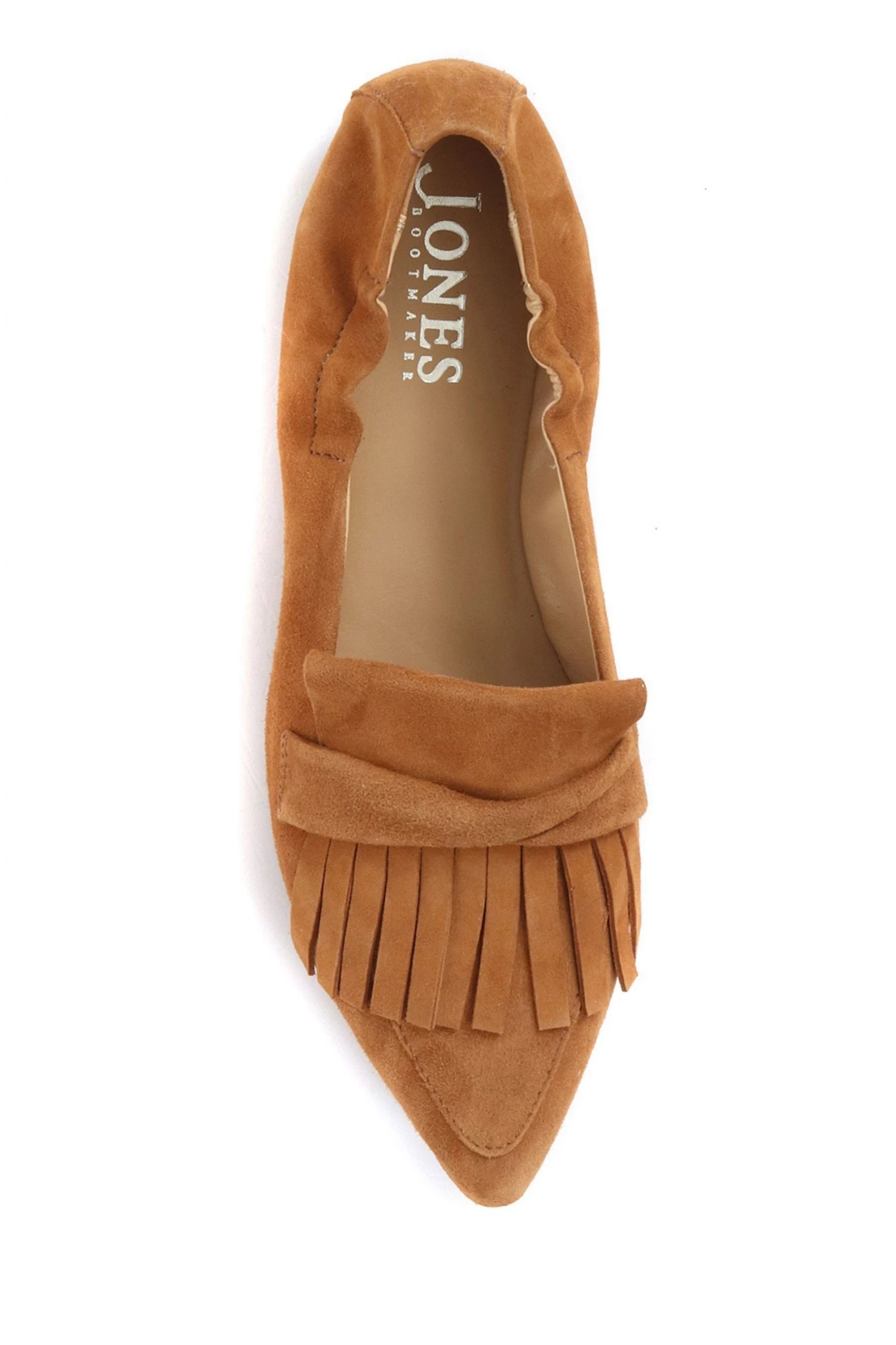 Jones Bootmaker Ladies Tan Brown Wren Suede Leather Fringe Loafers 3 Jones Bootmaker Ladies Tan Brown Wren Suede Leather Fringe Loafers - Image 3